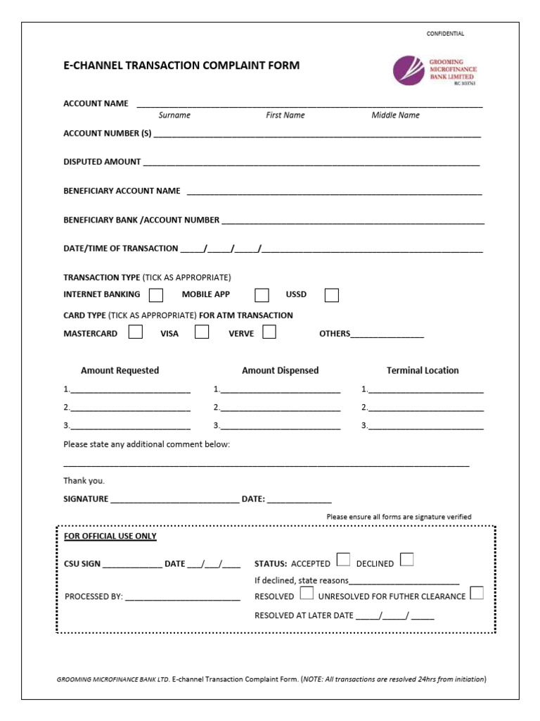 E-Channel Transaction Complaint Form | PDF | Business | Computers