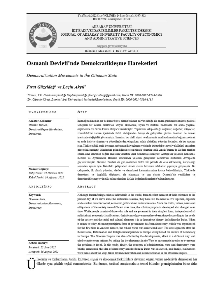 Osmanlıda Demokratikleşme Hareketleri | PDF