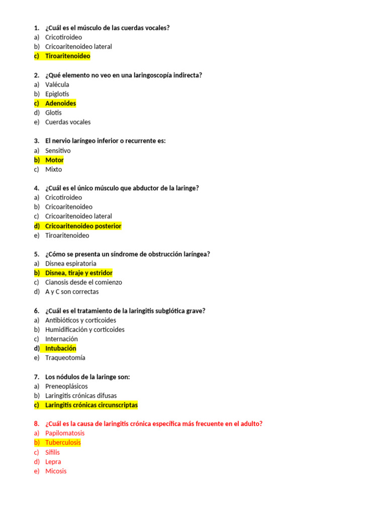 INTEGRADOR OTORRINO (1) Correctas Corregido | PDF | Laringe | Oído