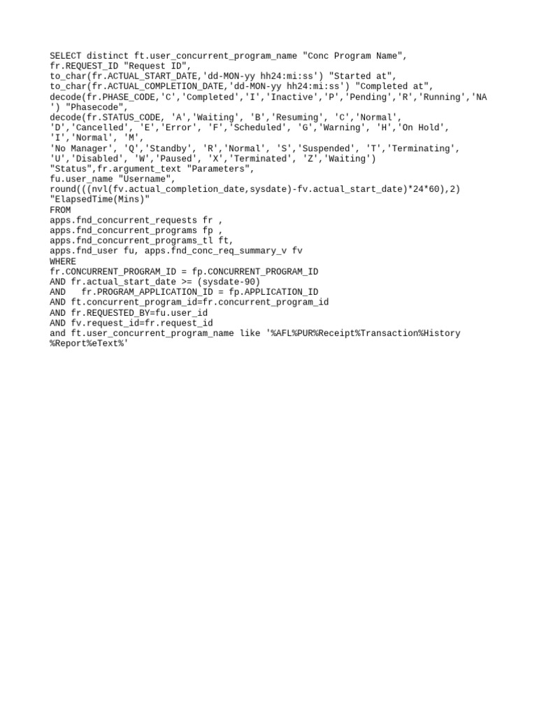 Query to get last update program pdf