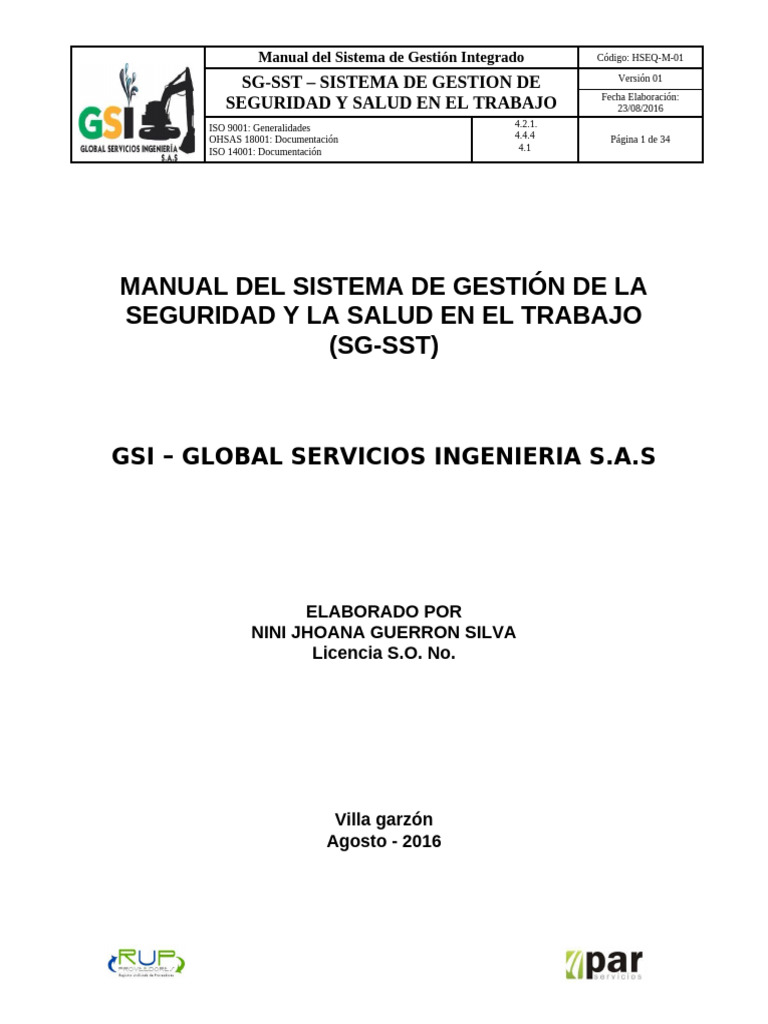 Hseq-M-01 - Manual Del Sistema de Gestión de La Seguridad y Salud en El ...