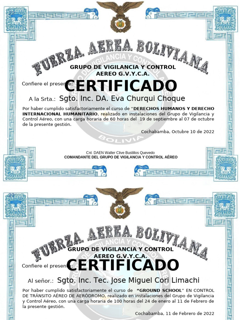 Certificados de Cursos de Tránsito Aéreo | PDF