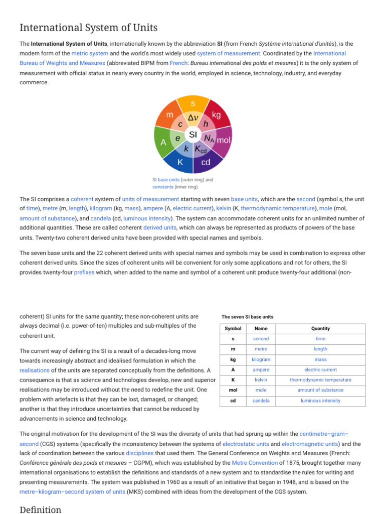 Understanding the SI Measurement System | PDF | International System Of ...