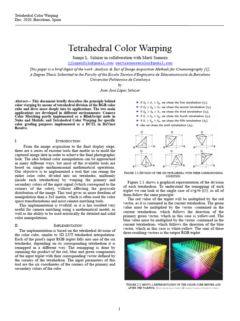 Tetrahedral Color Warping Techniques | PDF | Rgb Color Model | Tetrahedron