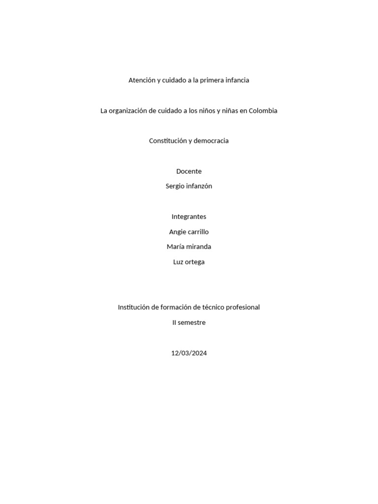Atención y Cuidado A La Primera Infancia | PDF | Educación de la ...