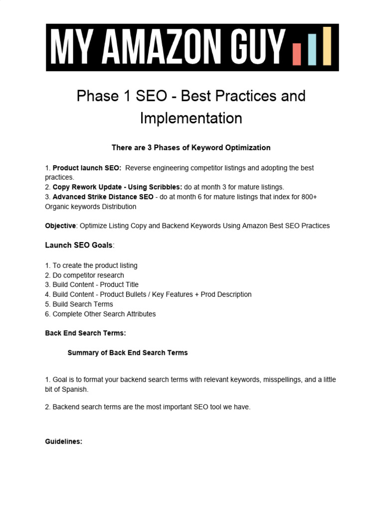Amazon SEO Best Practices Guide | PDF | Search Engine Optimization