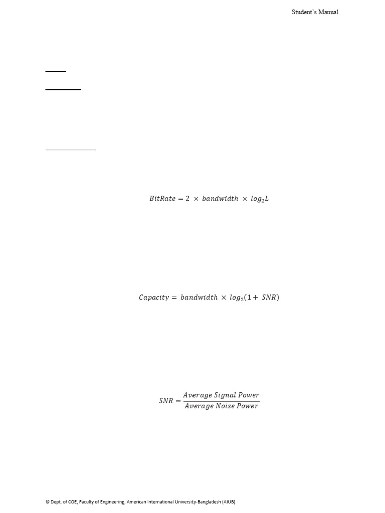 Data Comm EXP 3 Student Manual | PDF | Signal To Noise Ratio ...