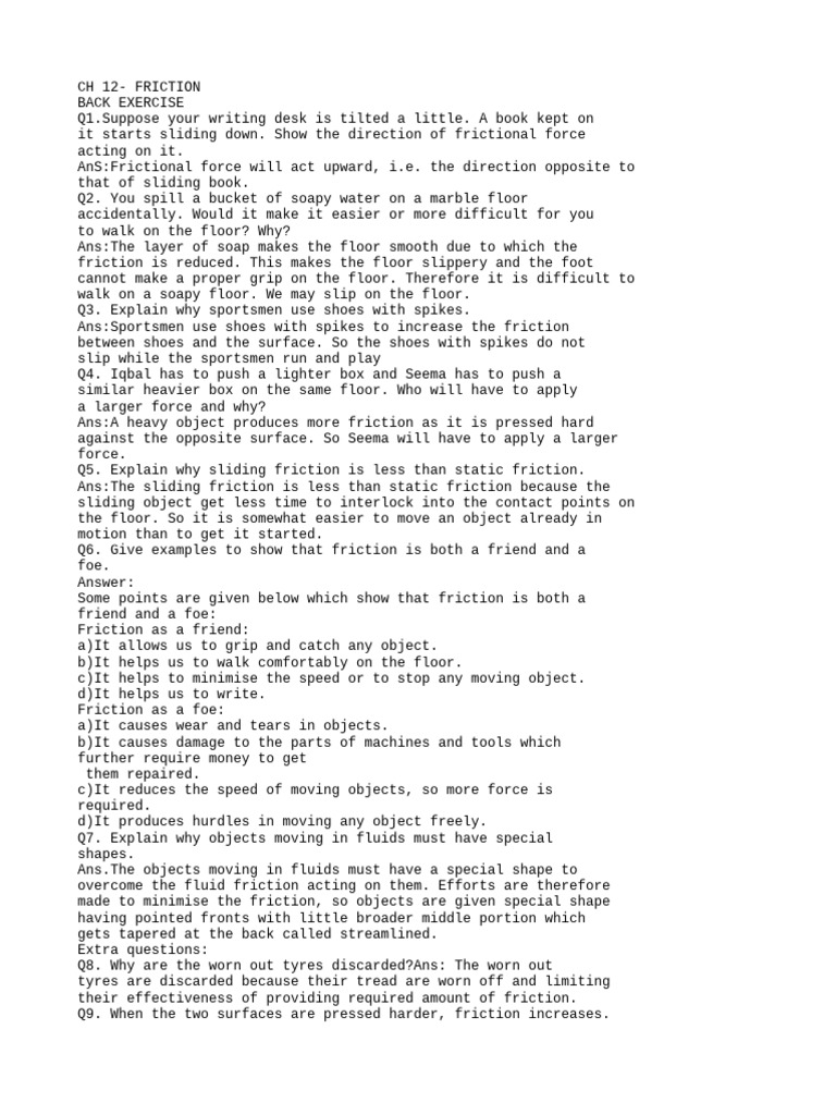 CH 12 - Fric-Tion | PDF | Friction | Physical Phenomena