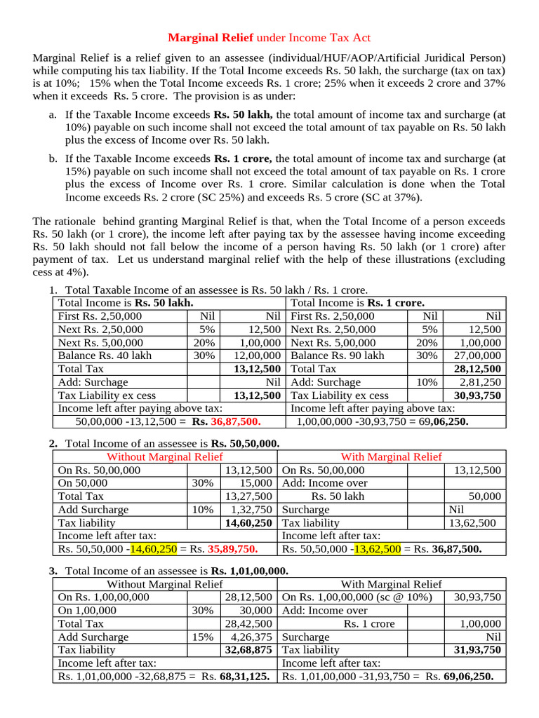 Marginal Relief | PDF | Taxes | Fee