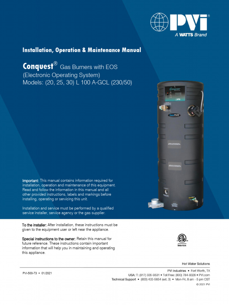 Conquest - Installation - 2c Operation and Maintenance Manual (500-73 ...