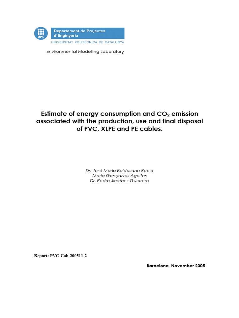 Energy Use & CO2 Emissions of Cables | PDF | Life Cycle Assessment ...