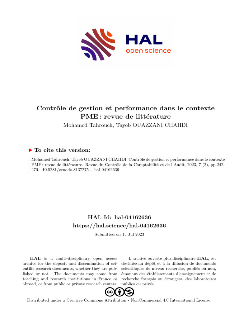Contrôle de gestion et performance PME | PDF | Business | Audit