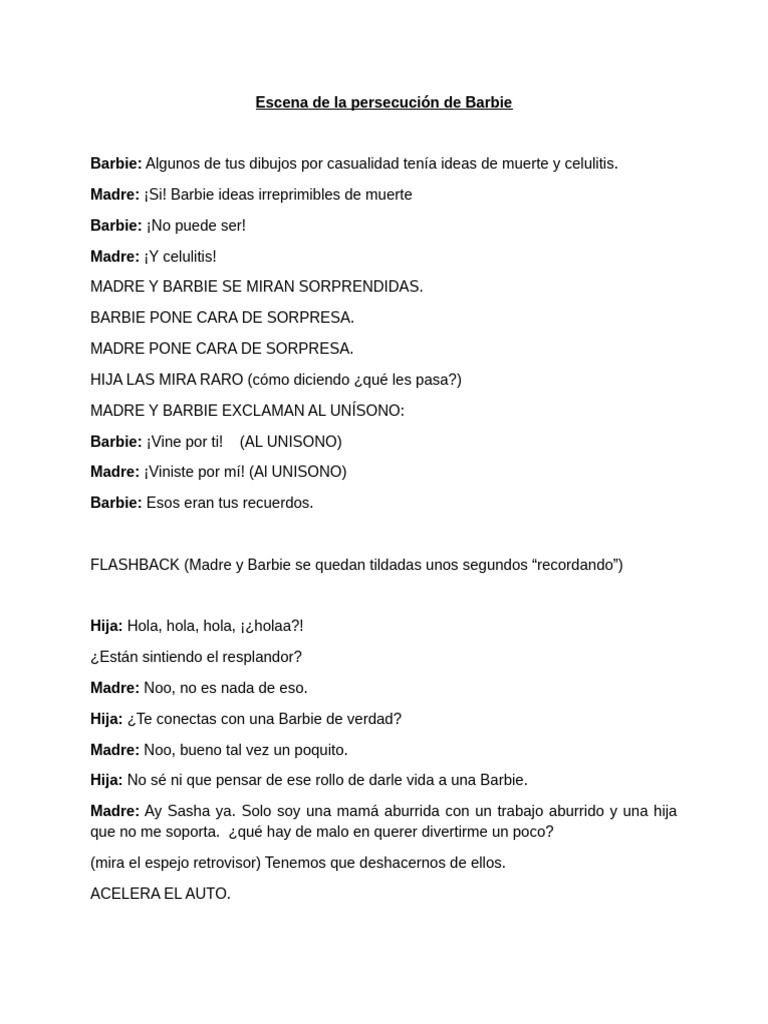 Guión - Persecución de Barbie | PDF | Poesía