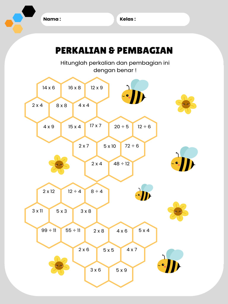 Picture of Perkalian Angka Lembar Kerja Kuning Dan Abu Ilustratif - 20240902 ...