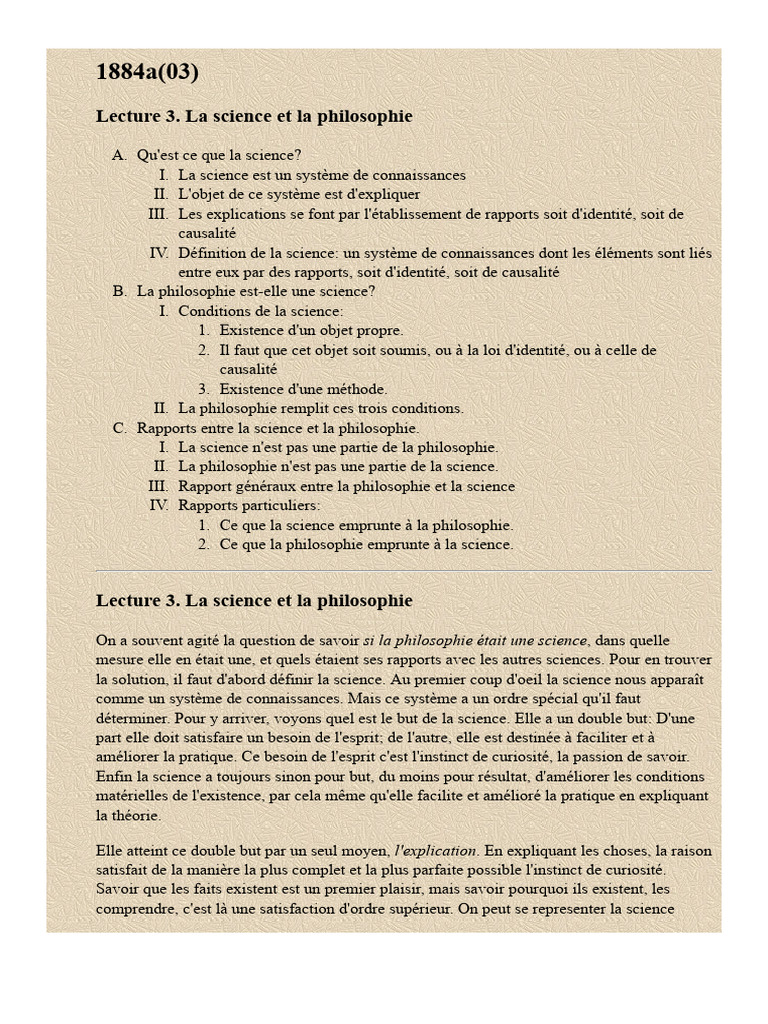 Philosophie et Science : Relations et Définitions | PDF | Science ...