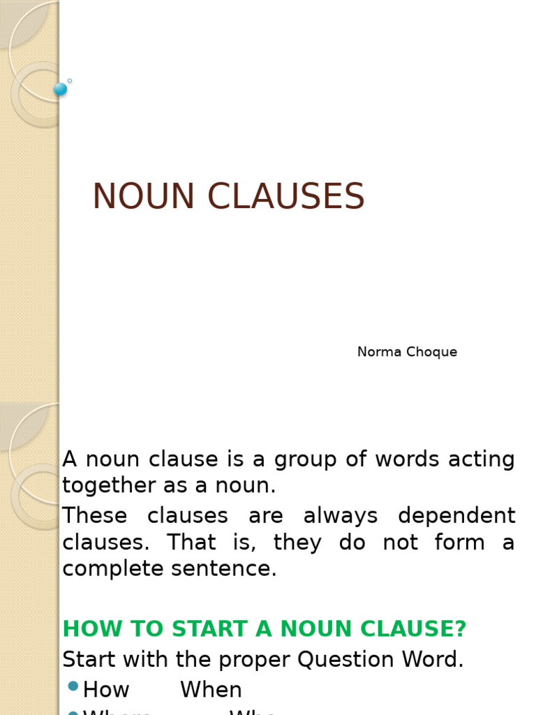 Understanding Noun Clauses Explained | PDF