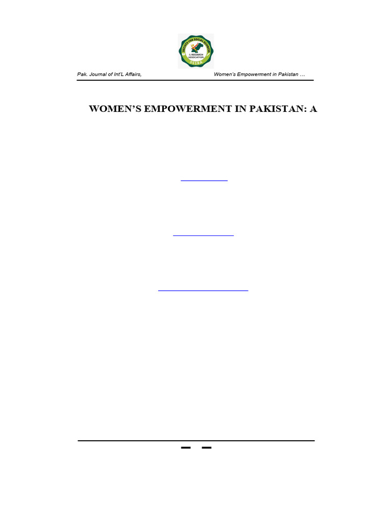 Women's Empowerment in Pakistan: A Study | PDF | Gender Studies | Feminism