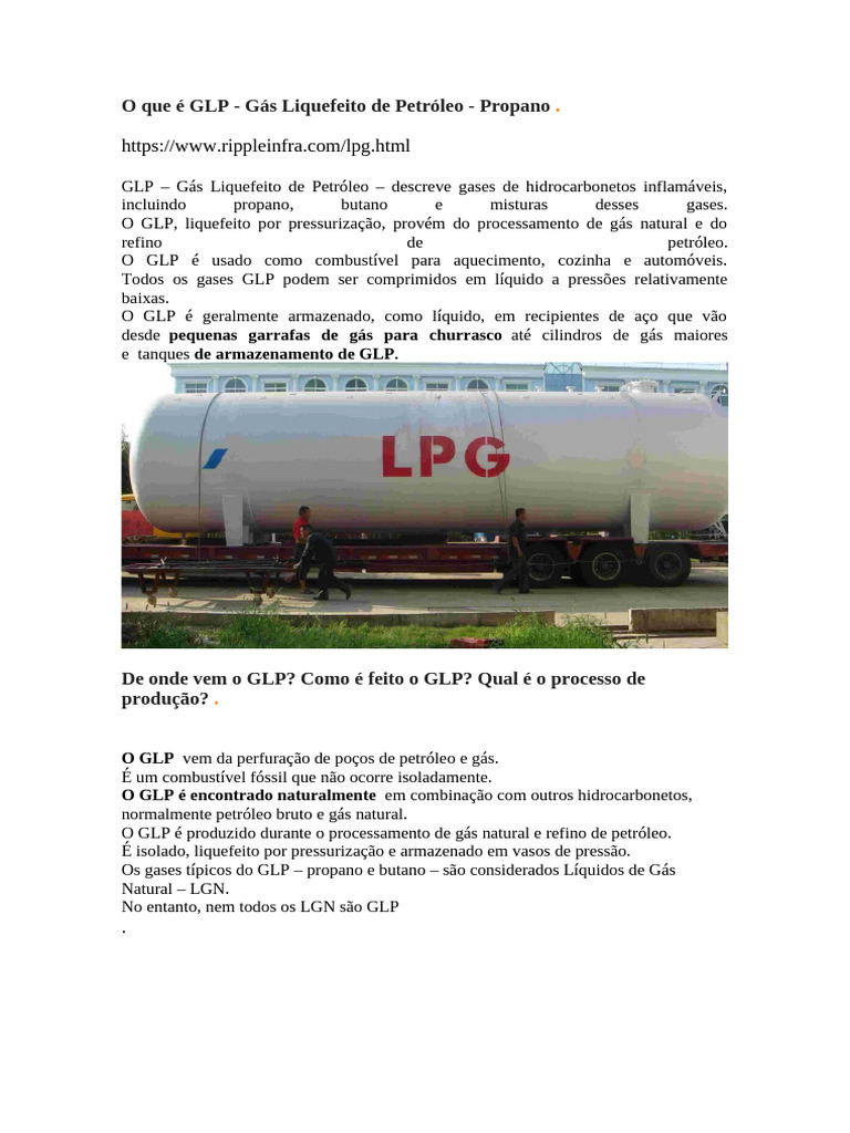 Entenda o GLP: Composição e Uso | PDF | Gás liquefeito de petróleo ...