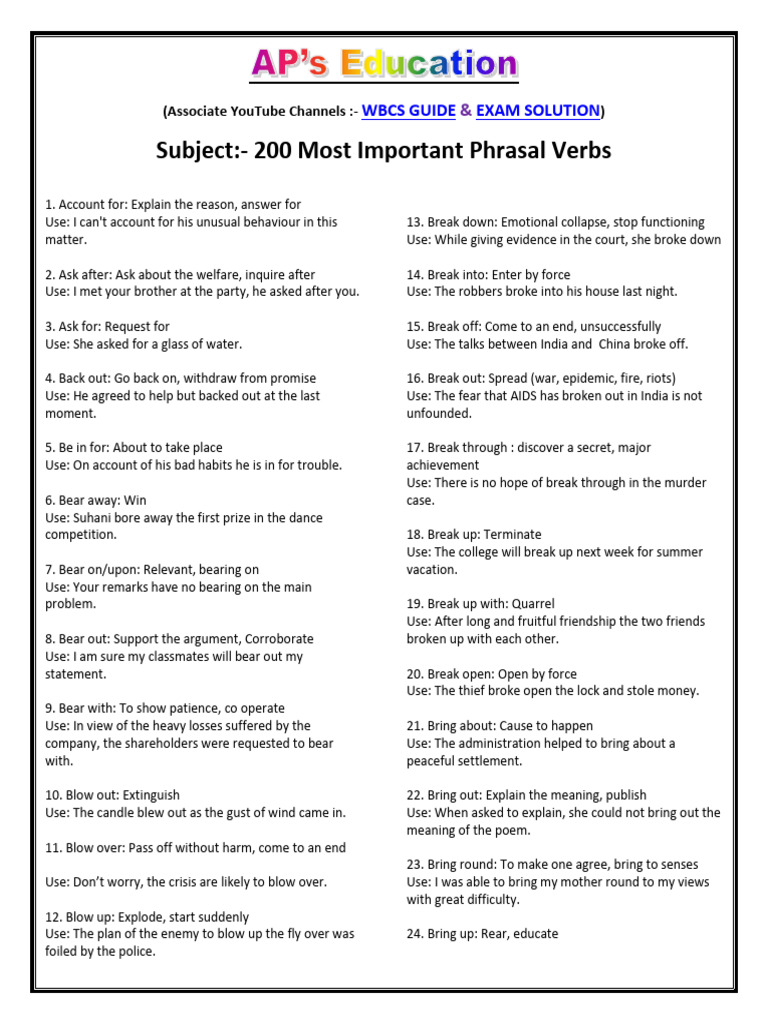 Essential Phrasal Verbs Guide | PDF