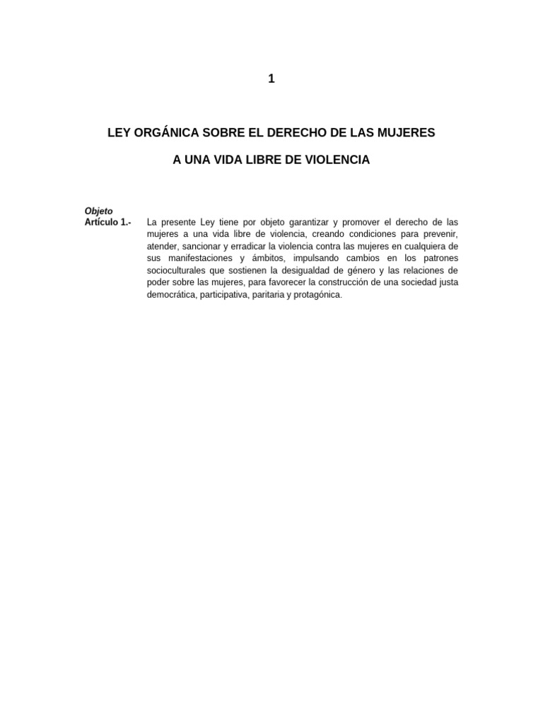 Ley de Protección a Mujeres contra Violencia | PDF | La violencia ...