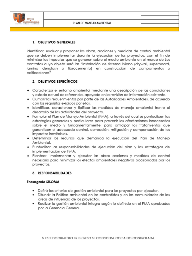 Plan de Manejo Ambiental en Construcción | PDF | Entorno natural | Residuos