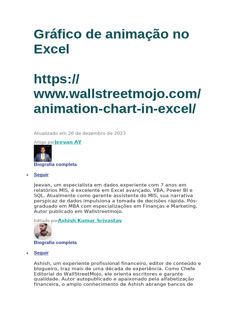 Criando Gráficos Animados no Excel | PDF | Microsoft Excel | Macro ...
