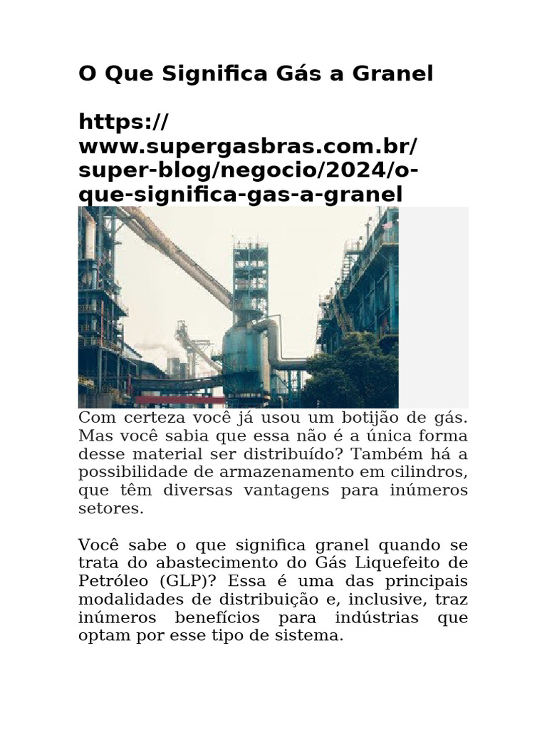 Gás a Granel: Benefícios e Usos | PDF | Gás liquefeito de petróleo ...