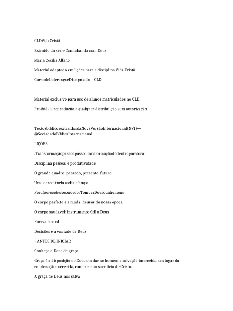 Apostila de Etica Crista SBVP Cleaned | PDF | Pecado | Graça no ...