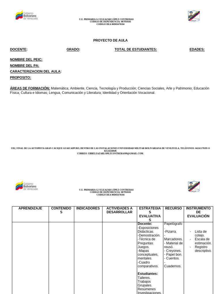 Proyecto de Aula Formato | PDF | Maestros | Salón de clases