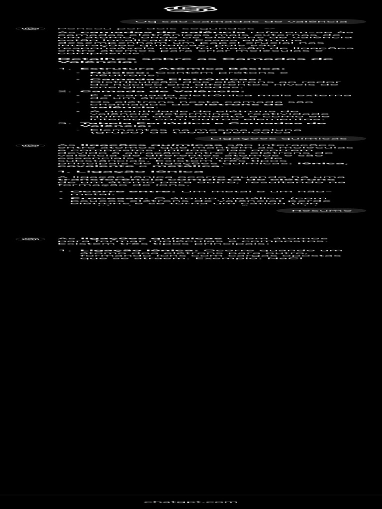 Camadas de Valência Explicadas | PDF