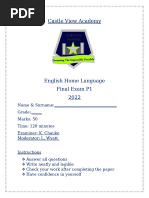 Castle View Academy grade 8 paper
