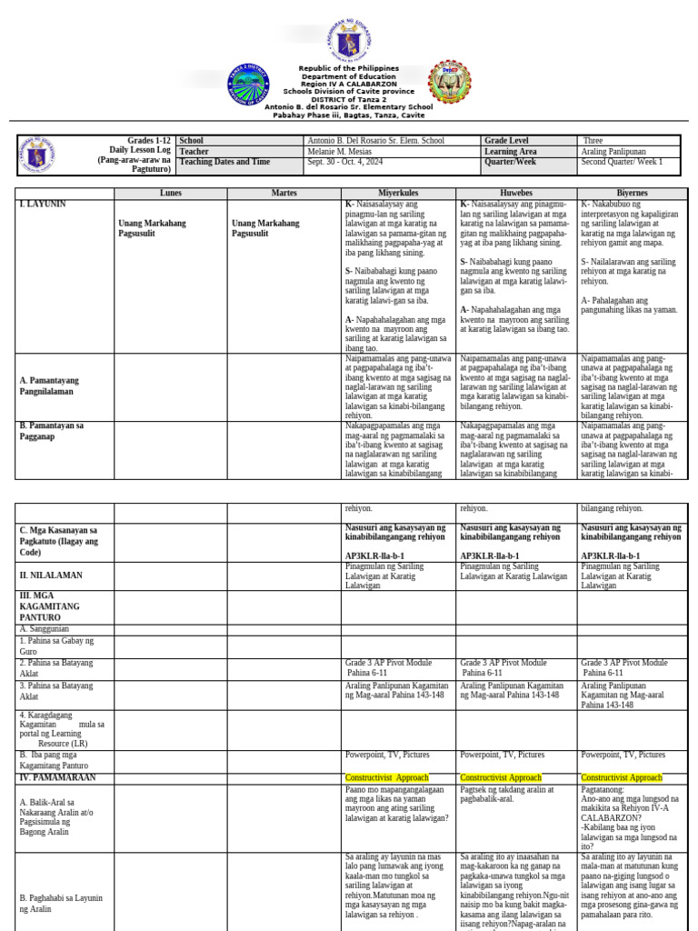 Ap DLL Q2 W1 | PDF