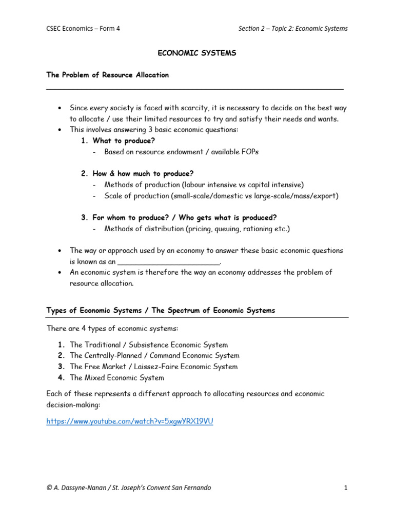 Understanding Economic Systems Overview | PDF | Economic System ...