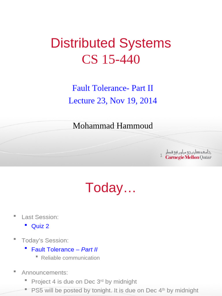 Fault Tolerance in Distributed Systems | PDF | Computing | Computer Science
