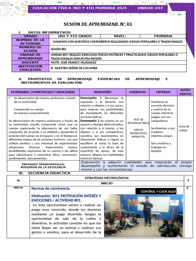 Sesión #01 3ro y 4to Primaria Unidad 7 | PDF | Evaluación | Aprendizaje