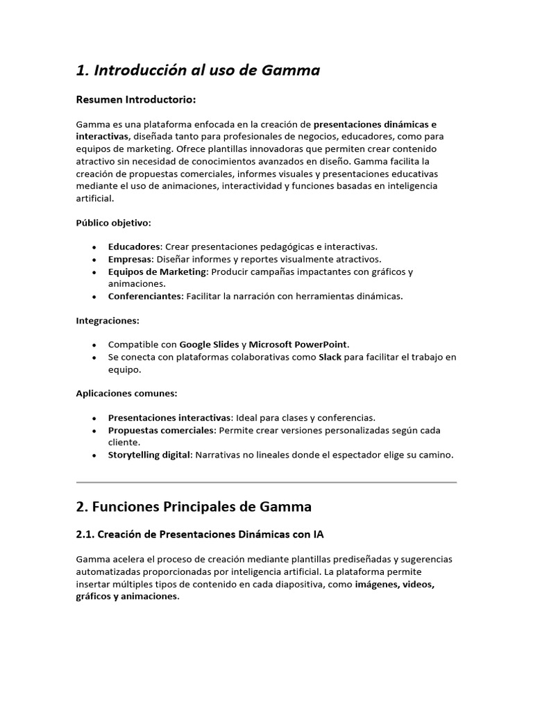 Introduccion a Gamma | PDF | Microsoft PowerPoint | Multimedia