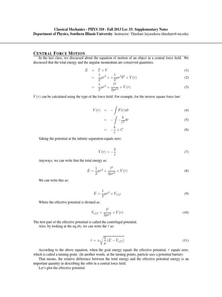 Lecture33 Sup | PDF | Force | Orbit