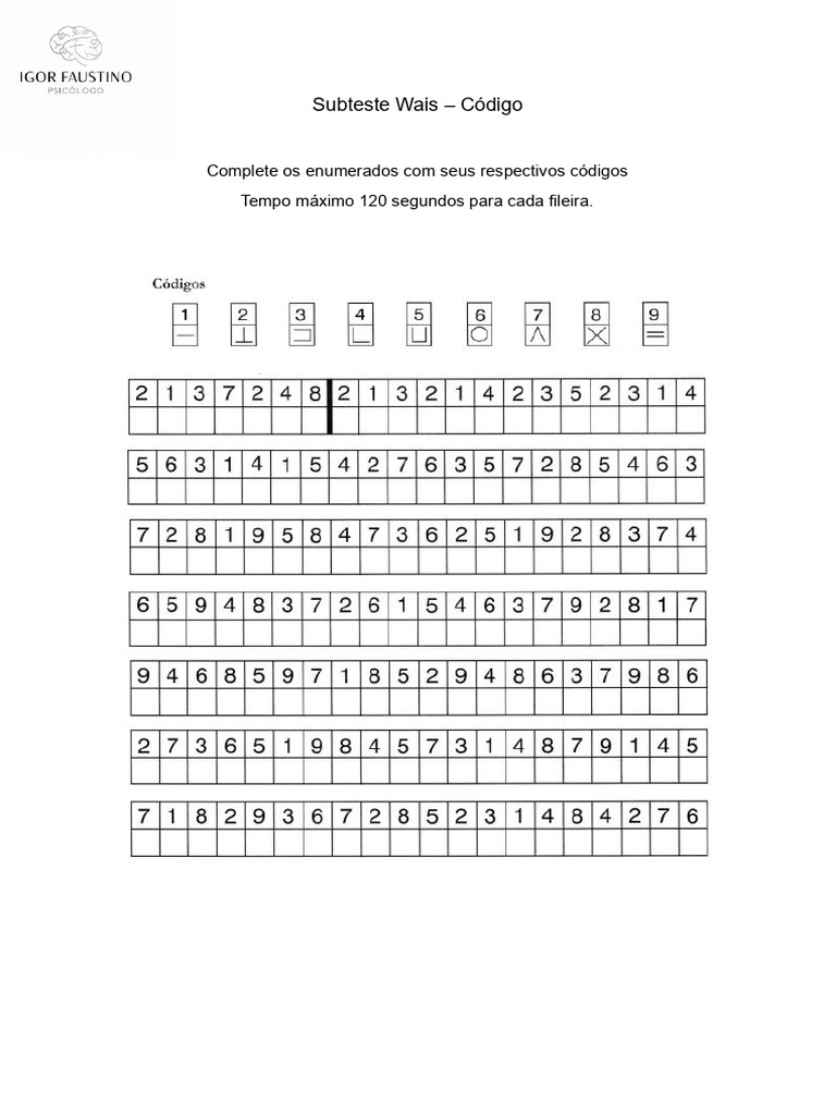 Subteste Wais - Codigos | PDF