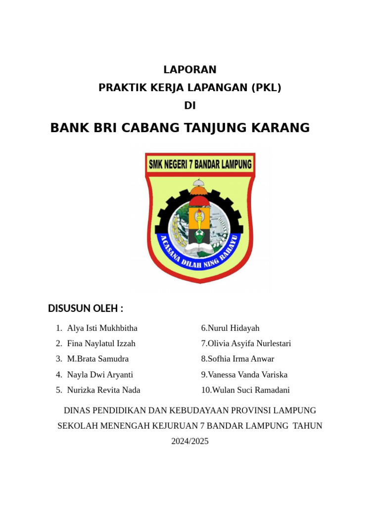 Laporan praktek kerja industr1 bank bri 4 1 pdf