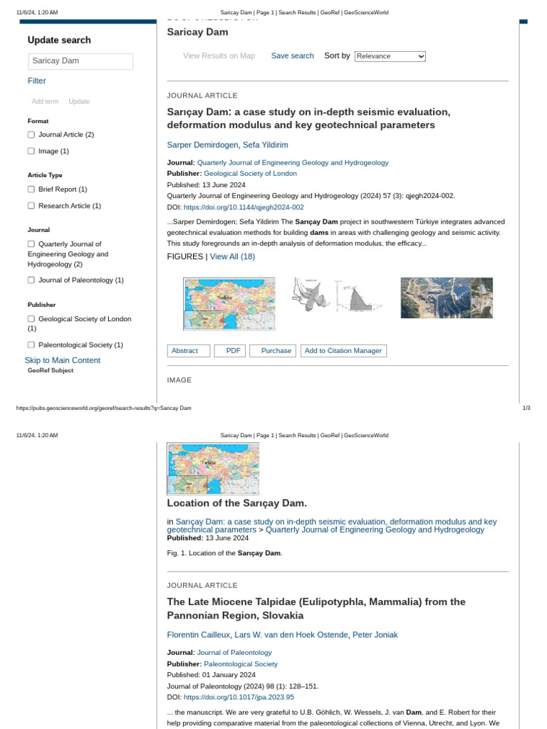 Saricay Dam - Page 1 - Search Results - GeoRef - GeoScienceWorld | PDF ...