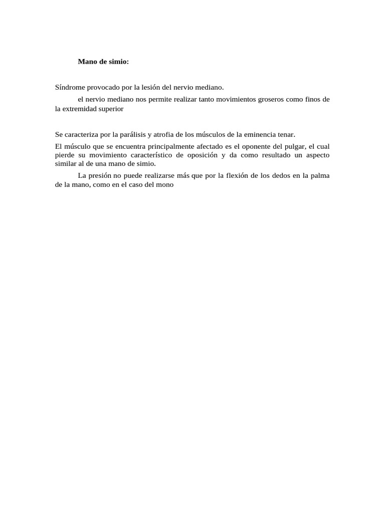 Síndrome de Mano de Simio | PDF