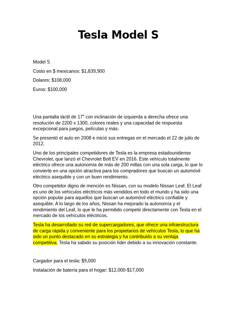 Tesla Model S | PDF | Negocios