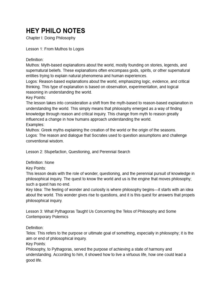 From Muthos to Logos in Philosophy | PDF | Free Will | Reason