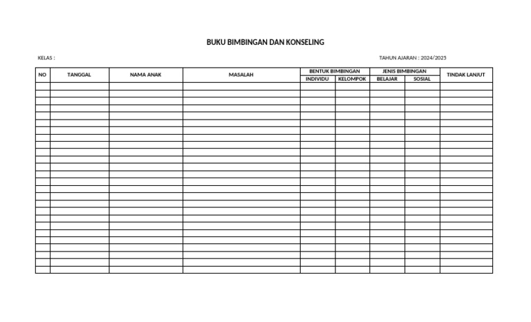 Buku Bimbingan Konseling SD 2024/2025 | PDF | Karier & Perkembangan ...