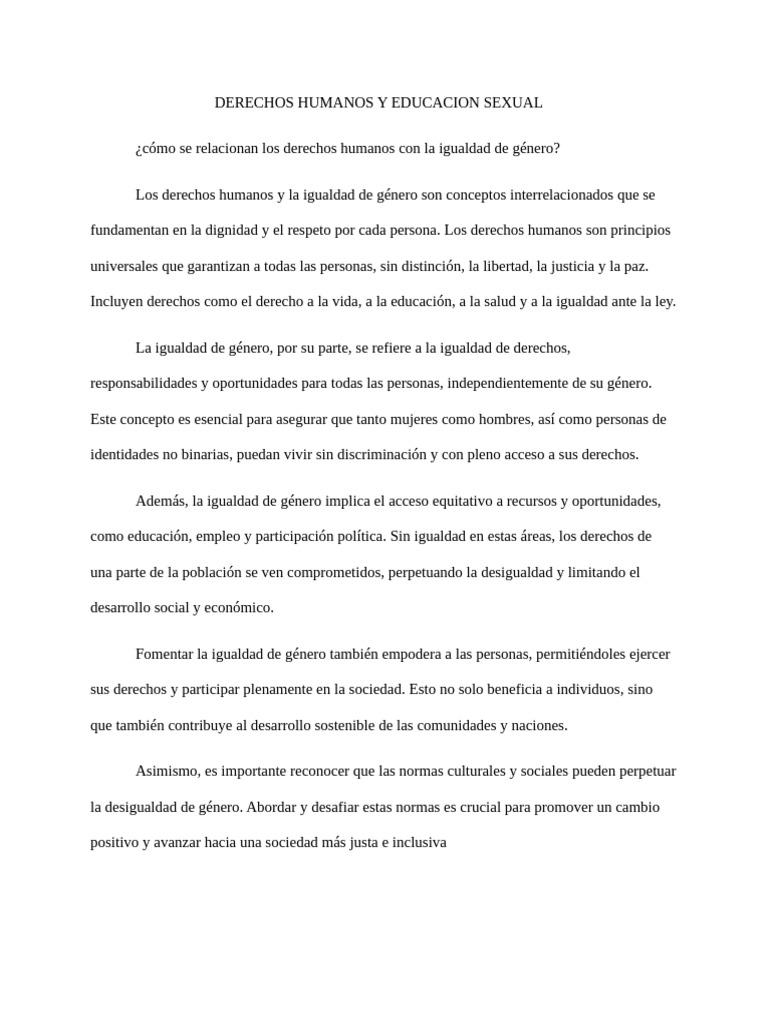 Derechos Humanos y Educacion Sexual | PDF | Igualdad social | Igualdad ...