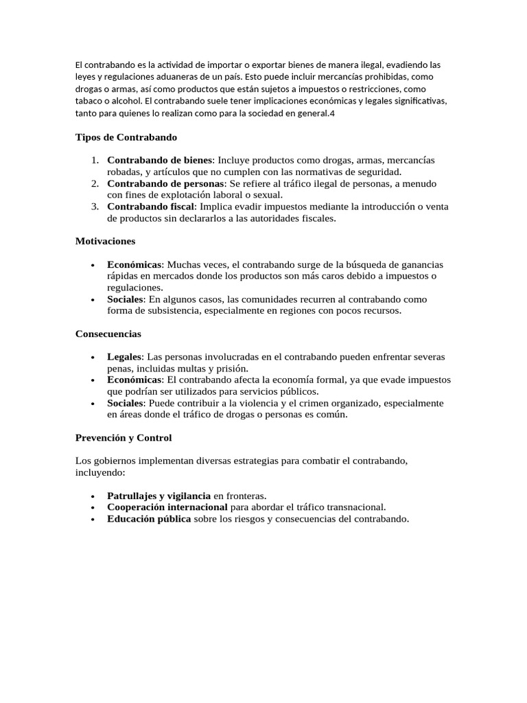 Causas del Contrabando y sus Efectos | PDF