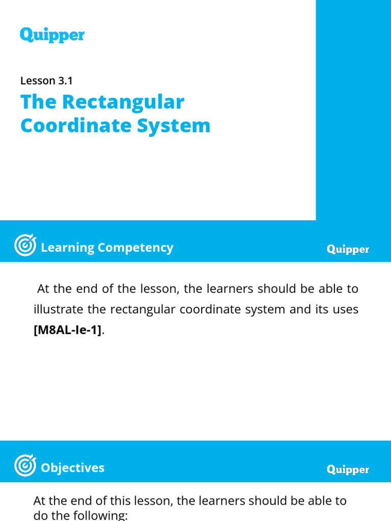 ME Math 8 Q1 0301 PS | PDF | Cartesian Coordinate System | Differential ...