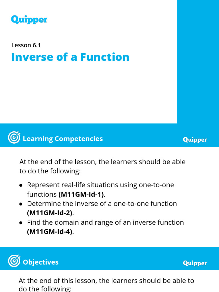 Inverse of A Function: Lesson 6.1 | PDF