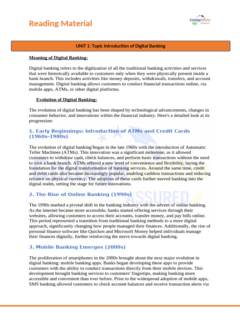 Reading Material - Unit 1 | PDF | Banks | Computing