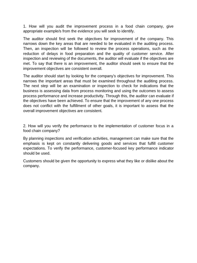 Auditing Improvement in Food Chains | PDF | Business